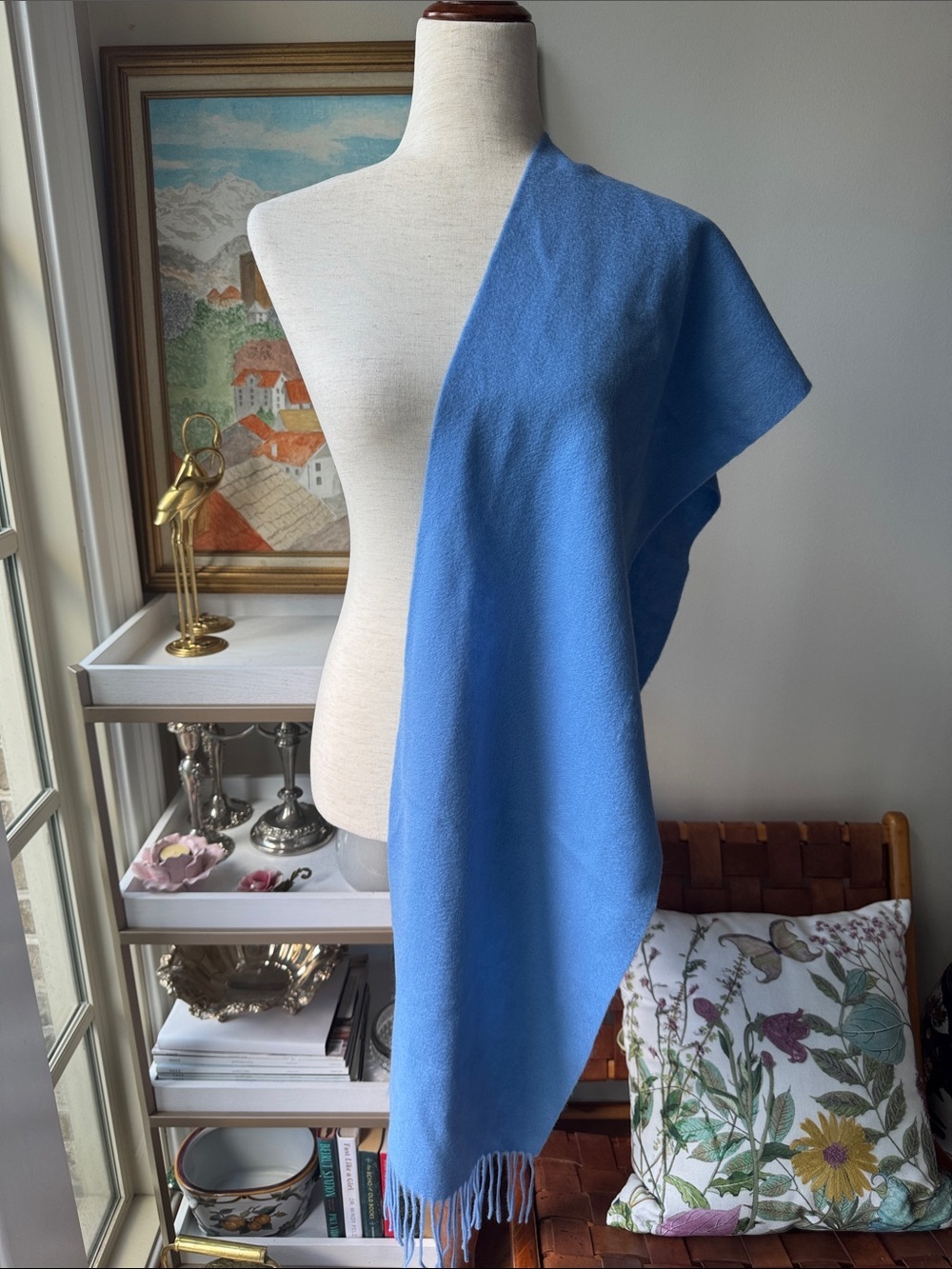 Soft Light Blue Knit Scarf 95%Merlino 5%Cashmere
